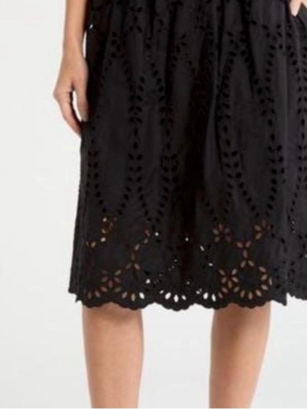 Frank & Eileen Black Gracie Eyelet Midi Skirt Women’s Medium